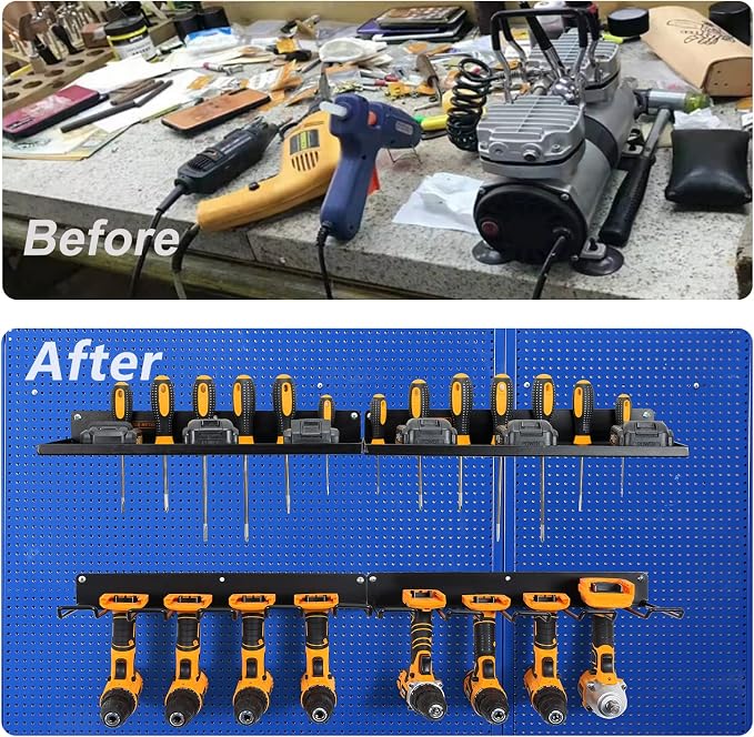 Power Tool Organizer with Charging Station, Drill Holder, Wall Mount, Garage - Image 6