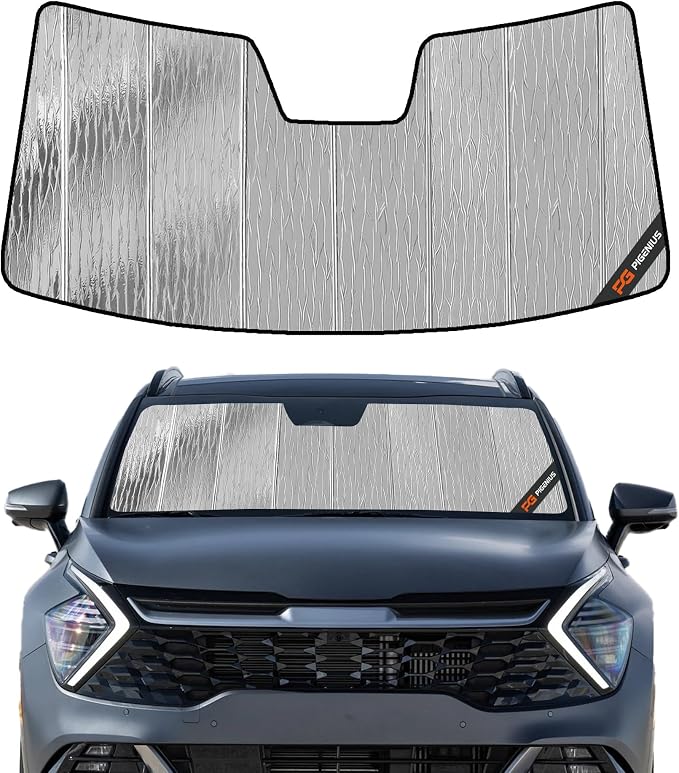 Windshield Sun Shade for Kia EV9 2024-2025, Front Window Sunshade Shield by Pigenius