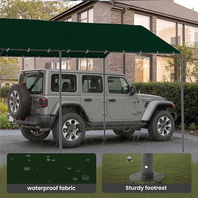 Carport, 10‘ x 20’ Heavy Duty Portable Garage All-Season Car Canopy w/Removable - Image 3