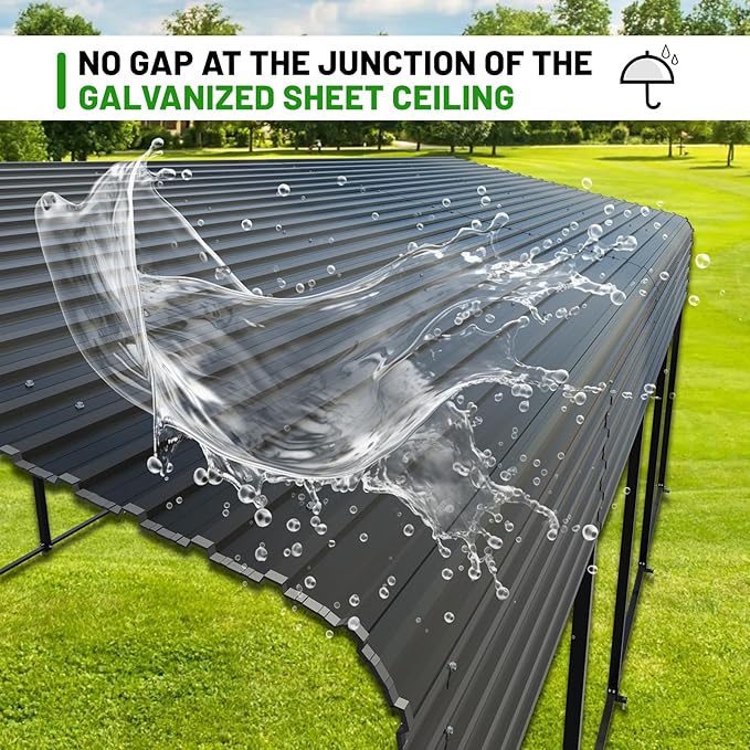 13 x 20 FT Metal Carport with Heavy Duty Galvanized Steel Roof & Durable Frame - Image 3