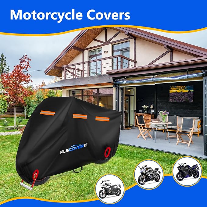 Motorcycle Cover, 600D Heavy Duty Waterproof Motorbike Cover, Dustproof - Image 5