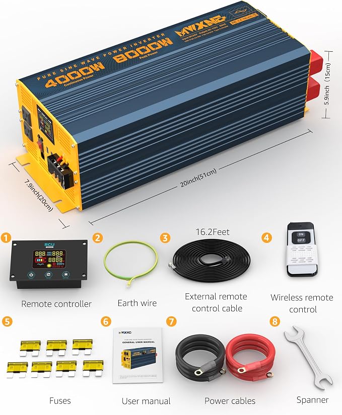 4000W Pure Sine Wave Power Inverter DC 48V to AC 110V 120V - Image 9