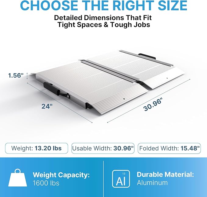 EZ-ACCESS TRAVERSE 2 Foot Durable Aluminum Singlefold Edgeless Curbless - Image 3