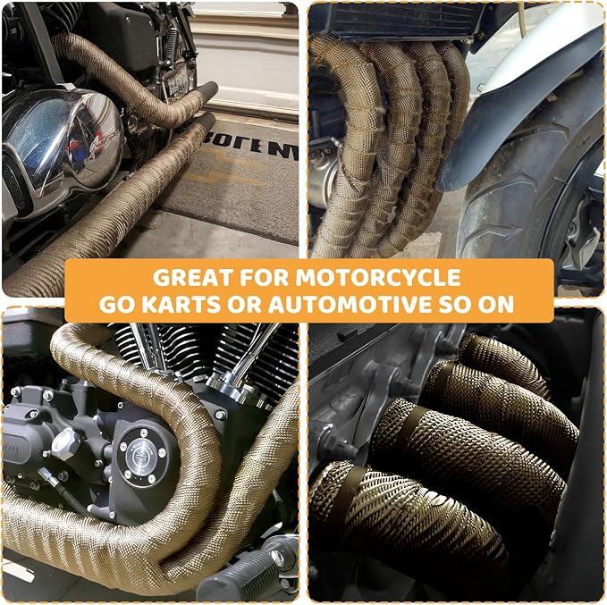 Exhaust Heat Wrap, Tooomplus 2'' x 50' Fiberglass Heat Shield Tape, Heat Wrap - Image 6