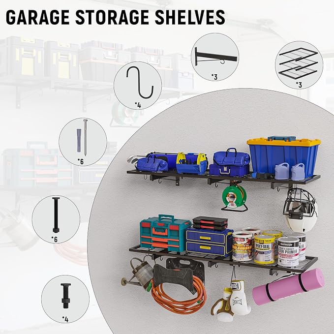 Garage Wall Shelves, 1 Shelf, Modern Style, Heavy Duty, 160 LBS Capacity - Image 7