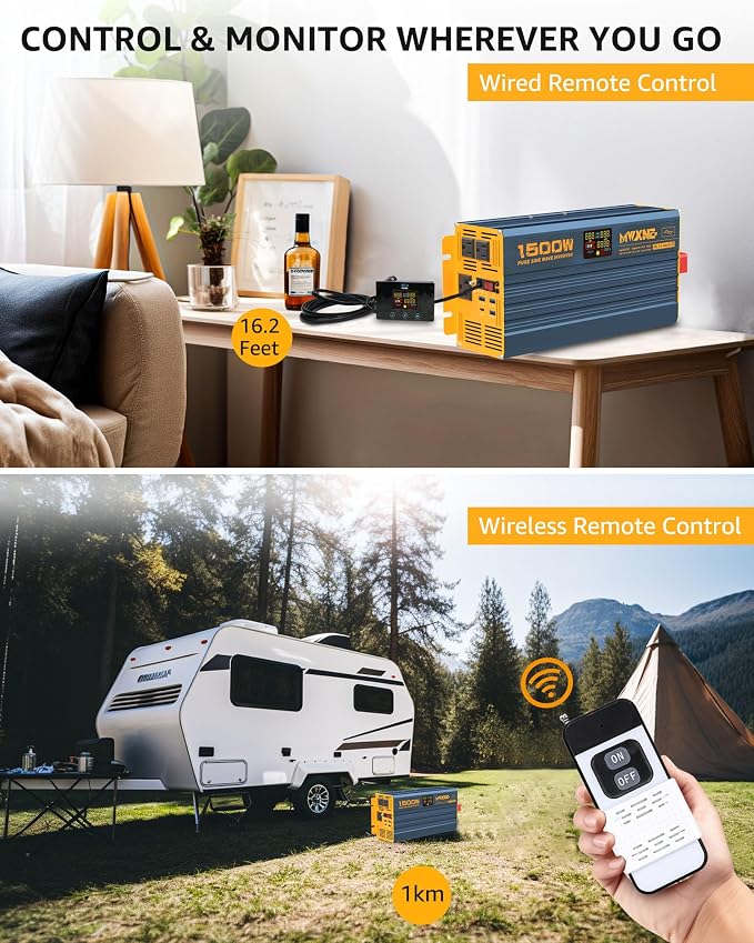 1500W/3000W Power Inverter Pure Sine Wave DC 12V to 110V 120V AC Converter 3 AC - Image 7