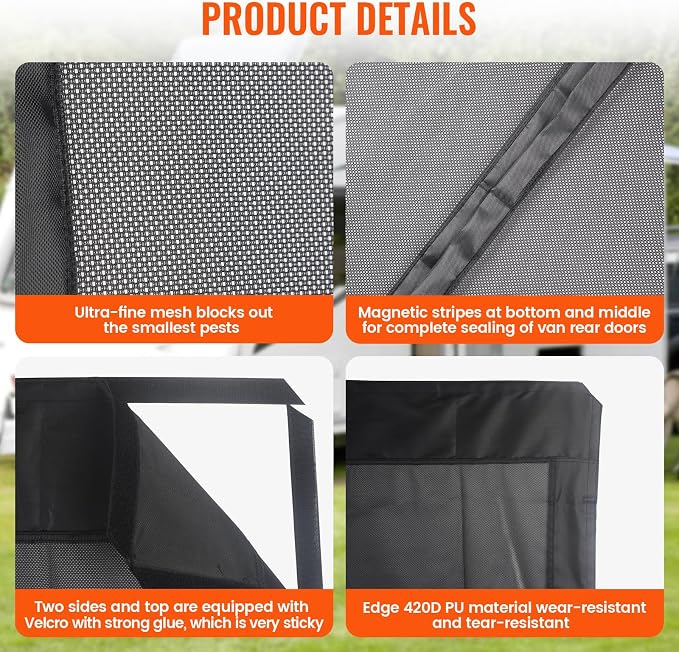 83''H x 59''W Van Bug Screen Side Door Sliding Door Window Covers - Image 6