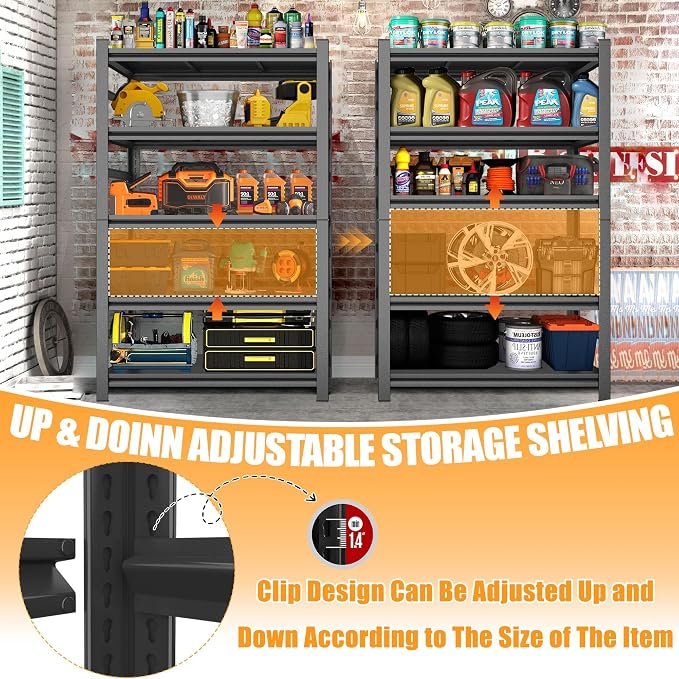 87" H Garage Shelving 3000LBS Capacity Heavy Duty Storage Shelves, Adjustable 5 - Image 7