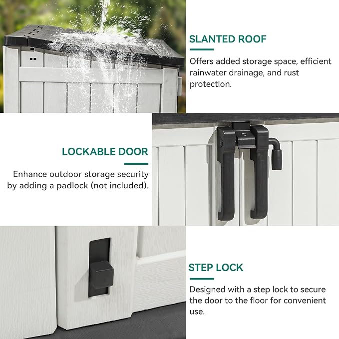 YITAHOME 36 cu ft Resin Outdoor Storage Shed, Weather-Resistant Horizontal Tool - Image 4