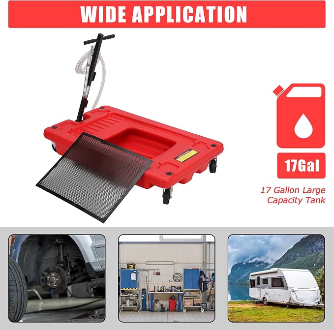 ‌17 Gal Electric Oil Drain Pan, Low Profile Mobile Oil Changing Pan - Image 6