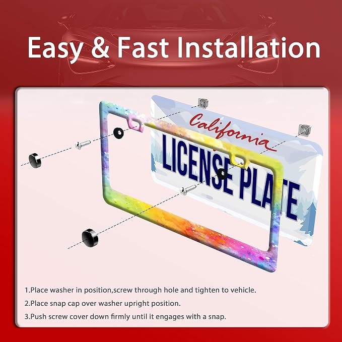 Colorful Rainbow Personalized License Plate Frame License Plate Stainless Steel - Image 3