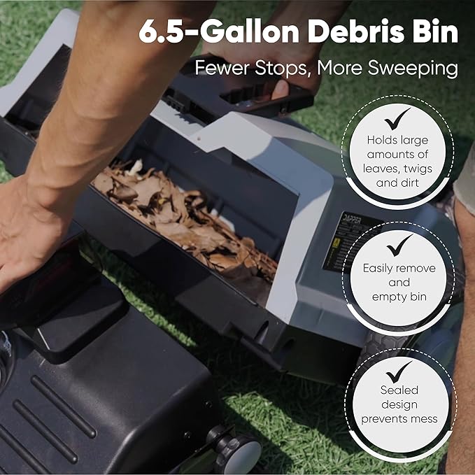 Battery Powered Artificial Grass & Hard Surface Sweeper, 6.5-Gal Bin, - Image 5