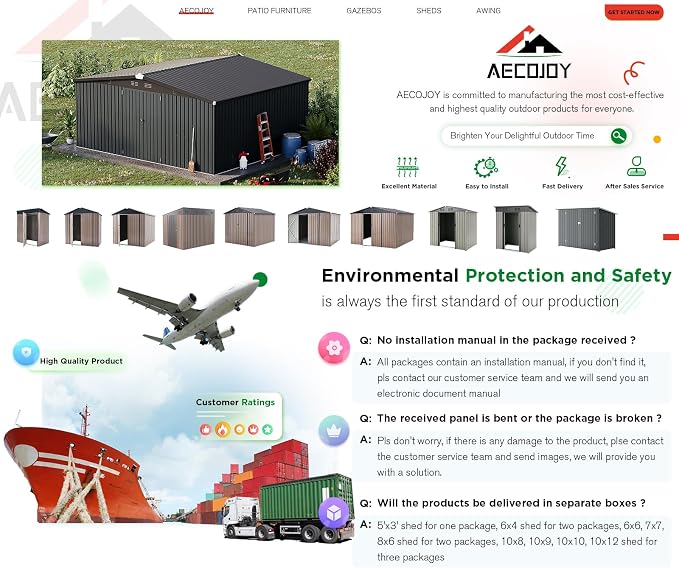 AECOJOY Shed 14' x 12' Storage Shed, Outdoor Metal Storage Sheds & Outdoor - Image 7