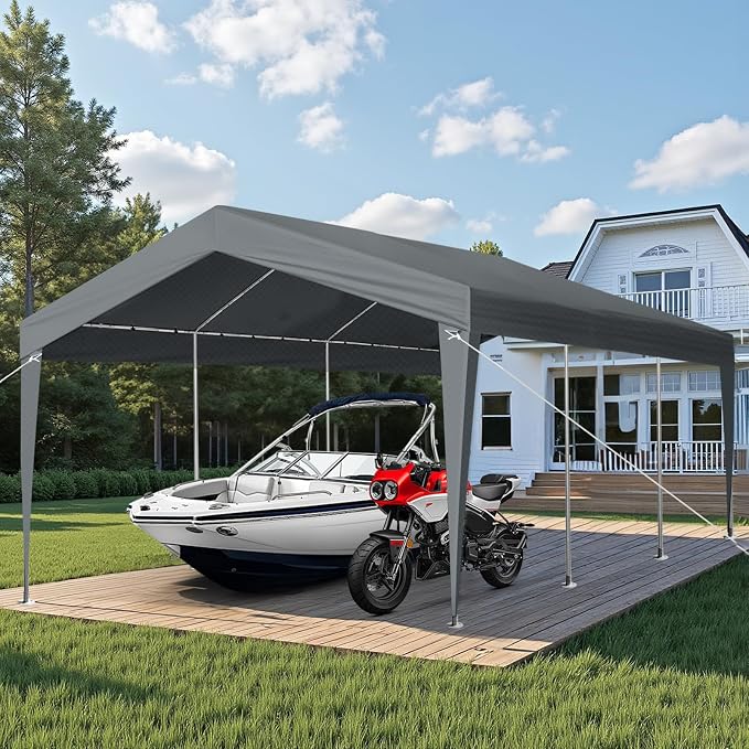 VINGLI 12x20 Carport Canopy Portable Garage, Car Canopy Heavy Duty Car Tent - Image 7