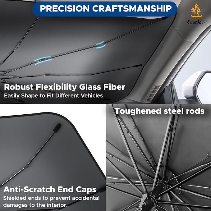 EcoNour Car Umbrella Windshield Sun Shade | Foldable UV Blocker Sun Shade | - Image 5