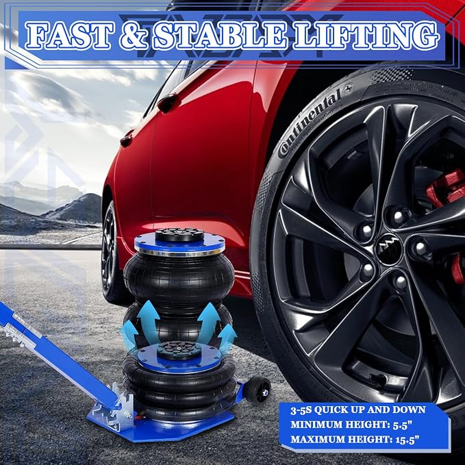 5T Triple Bag Air Jack 11000lbs Pneumatic Jack 3s Fast Lift Up 16in Airbag Jack - Image 3