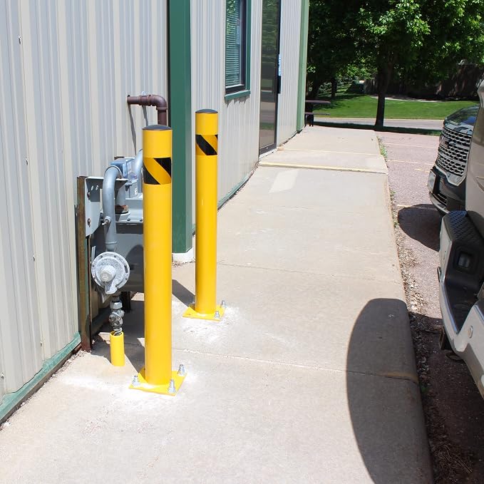 BISupply Safety Bollard Post Parking Barrier 6 Pack - 42in Yellow Pipe Bolt - Image 5