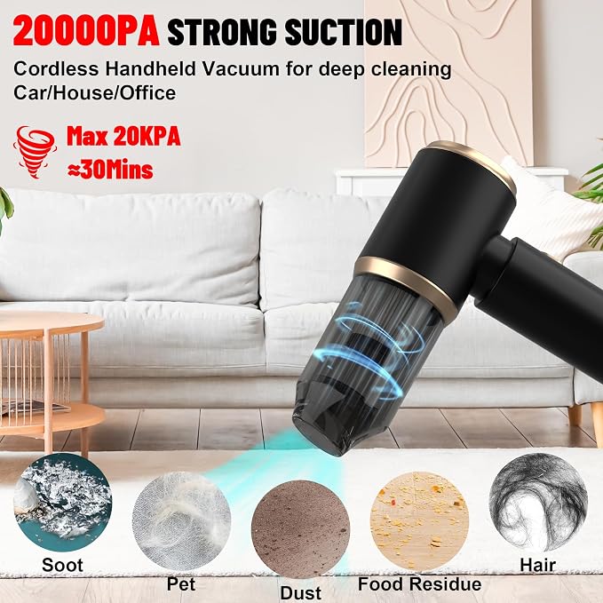 Cozylady Handheld Car Vacuum Portable Cordless, 16000PA High Power 4 in 1 - Image 2