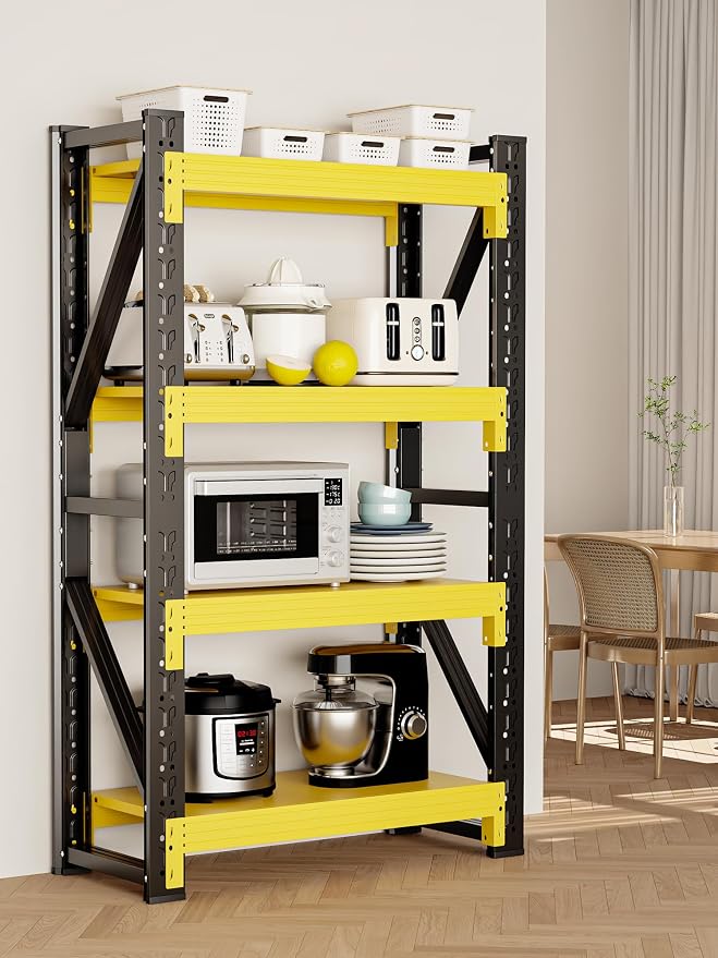 4-Tier Storage Shelves, Adjustable Industrial Metal Shelf System, 200lbs - Image 9