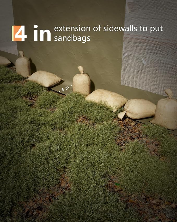 13x20 Ft Carport with 8 Sandbags, Car Port with 220g PE Tarp, 2 Roll-Up Doors - Image 7