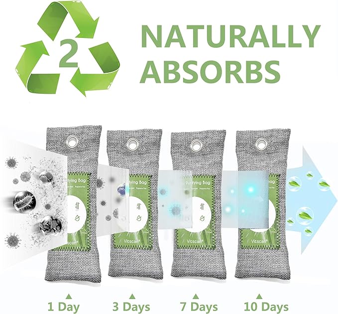 6 Pack Bamboo Charcoal Air Purifying Bag, Activated Charcoal Bags Odor Absorber - Image 5