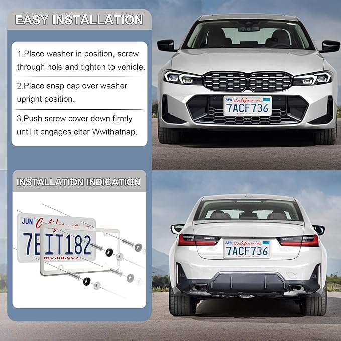 LivTee Chrome License Plate Frames, 4 Holes Stainless Steel License Plate Covers - Image 5