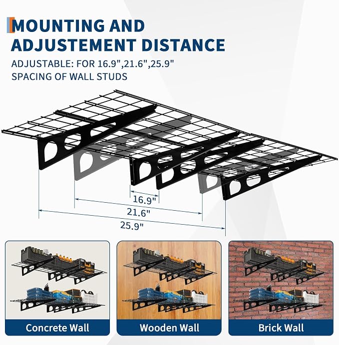 GarveeHome 2 Pack 2x6ft Garage Storage Shelving Wall Mounted, - Image 5