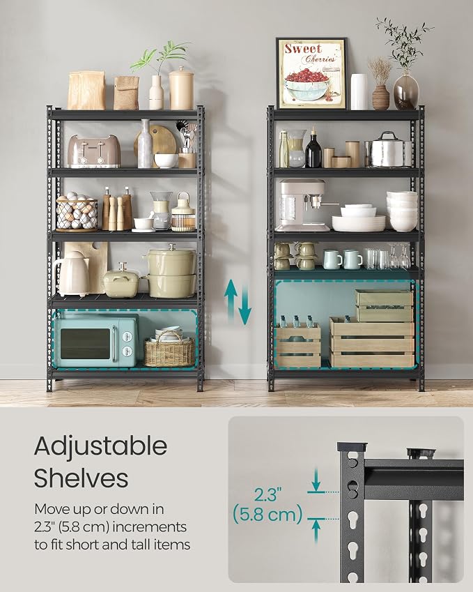 SONGMICS 5-Tier Storage Shelves Set of 2, Heavy-Duty Garage Shelving, - Image 7