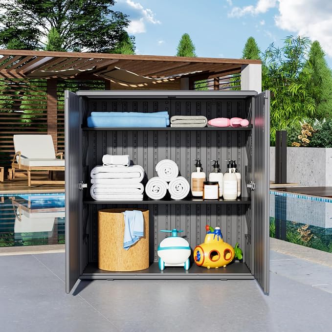 KINYING Outdoor Storage Cabinet Waterproof, Resin 60 Gallon Deck Box - Image 7