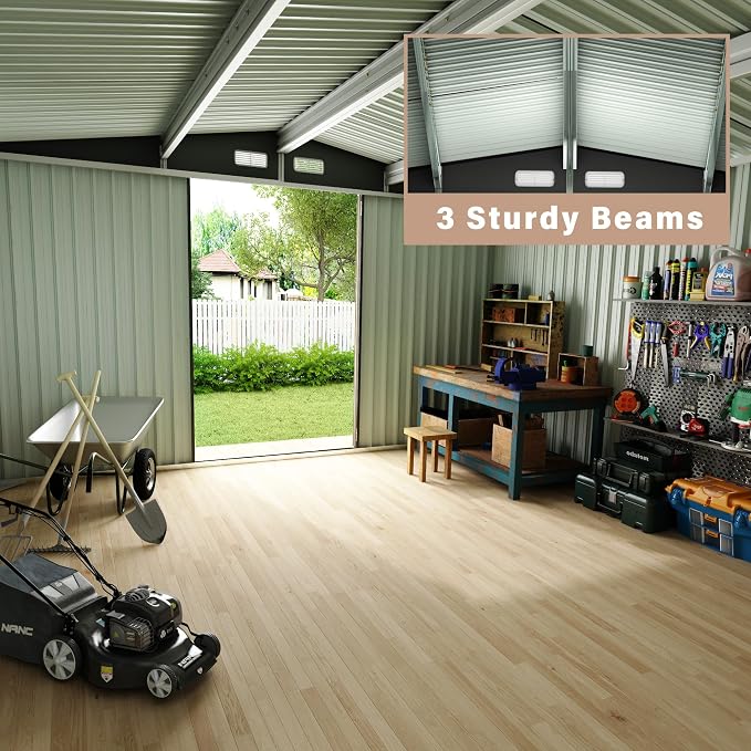 6x8x6.4 FT Outdoor Storage Sheds, Metal Garden Tool Shed - Image 6