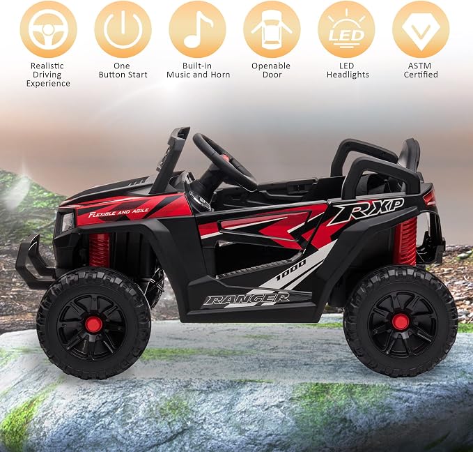 TOBBI 12V Kids Ride on Car, Electric Off-Road UTV Truck - Image 2
