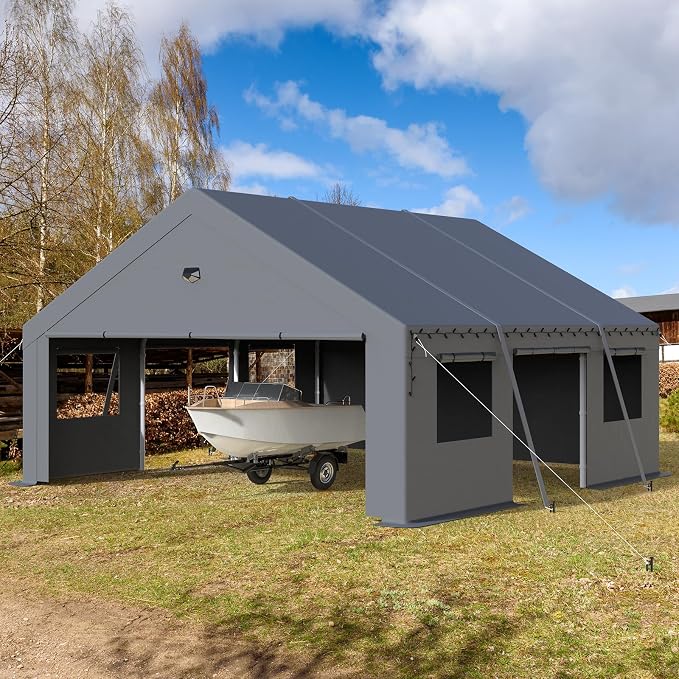 20x20 Carport, Heavy Duty Carport Canopy Garage - Image 9