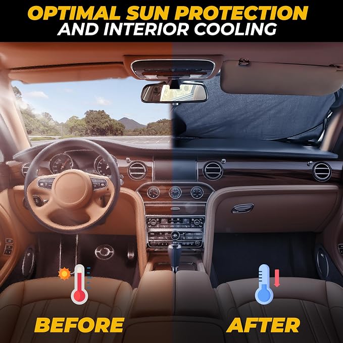 Tesla Windshield Sun Shade for Model – XX-Large 56" x 36", Foldable Front - Image 5
