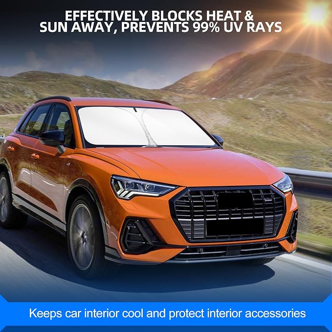 Windshield Sun Shade for Audi Q3 2019-2025 Foldable Sunshade Custom Fit Front - Image 7