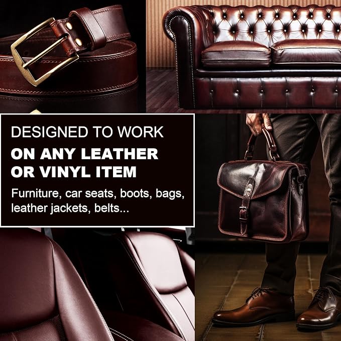 Medium Brown Leather Recoloring Balm, 12oz Leather Color Restorer - Image 4