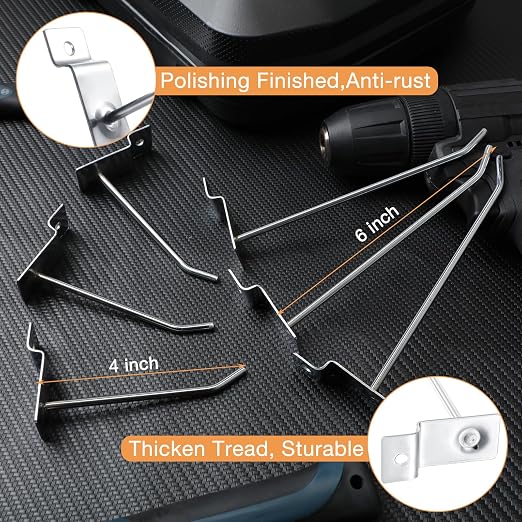 Moxweyeni 100 Pcs Heavy Duty Slatwall Panel Hooks Hanging Metal Slat Wall - Image 4