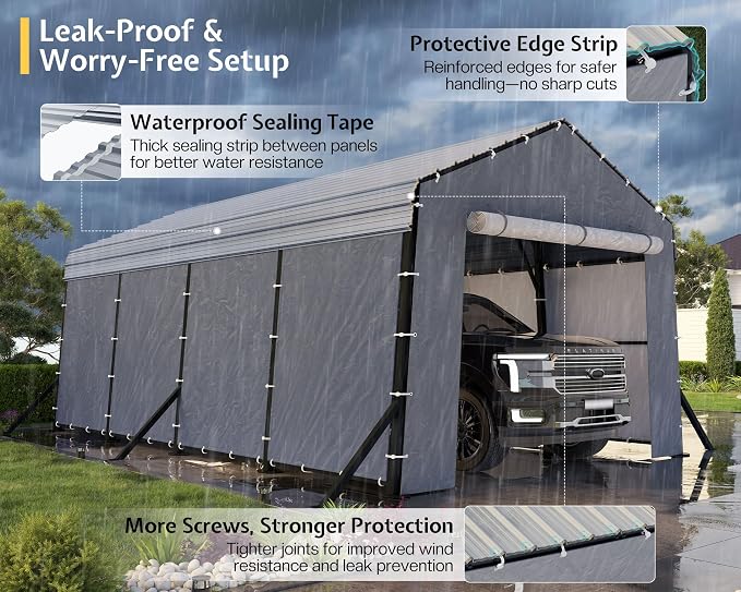 Jocisland 12x20x10.5 FT Metal Carport - Image 5