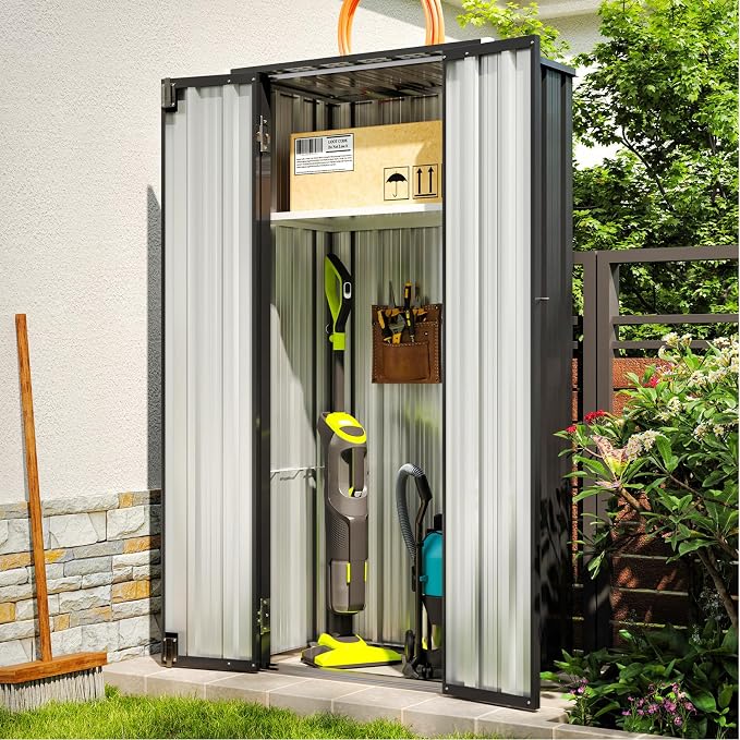Aoxun 31x19 in Outdoor Storage Cabinet Metal Garden Shed - Image 8