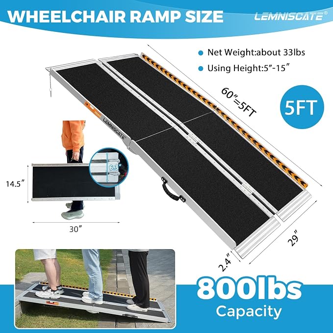 LEMNISCAT Wheelchair Ramp 5FT, Portable Wheel Chair Ramps - Image 2