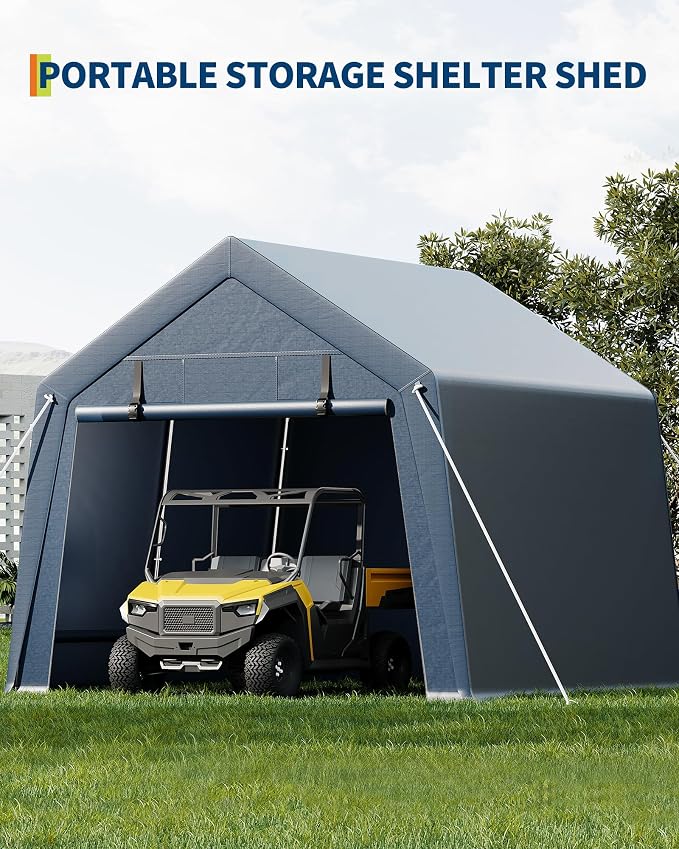 10x10FT Outdoor Storage Shed, Portable Carport - Image 7