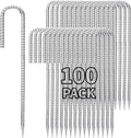 12 inch Stakes Heavy Duty 100-Pack J Hook Metal Fence Stake by Besitu