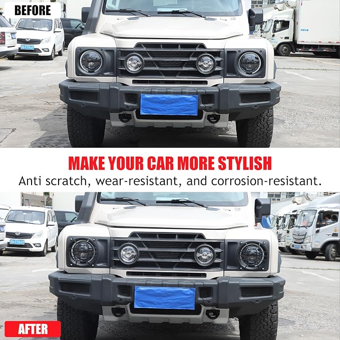 2 PCS Aluminum Alloy Car Headlight Cover Compatible - Image 3
