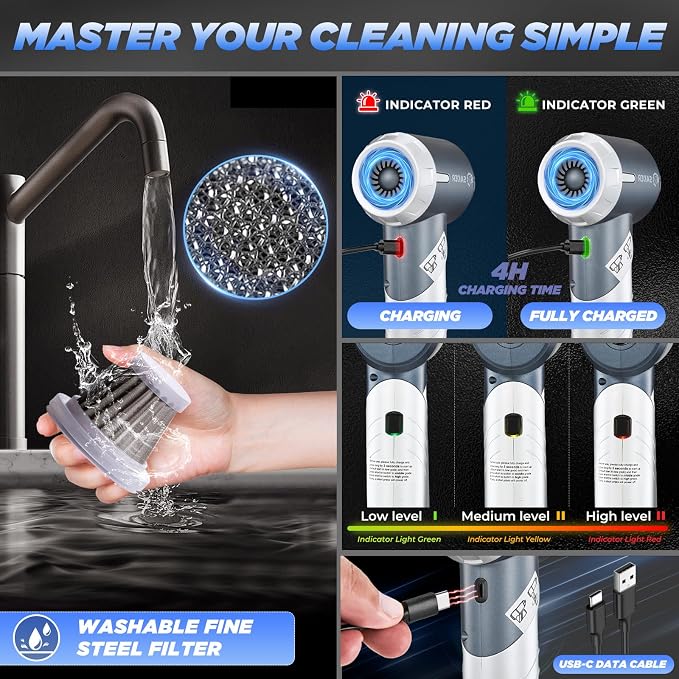 Saker Car Vacuum Cleaner 17000PA Foldable 3 in 1 Mini Handheld Car Vacuum - Image 7