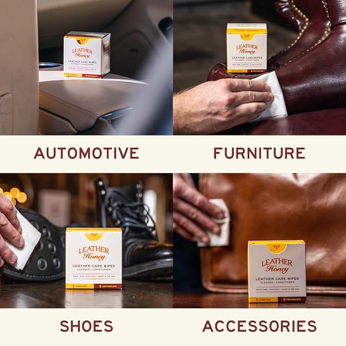 Leather Honey Leather Care Wipe Kit: Clean & Restore On-The-Go. Use - Image 4