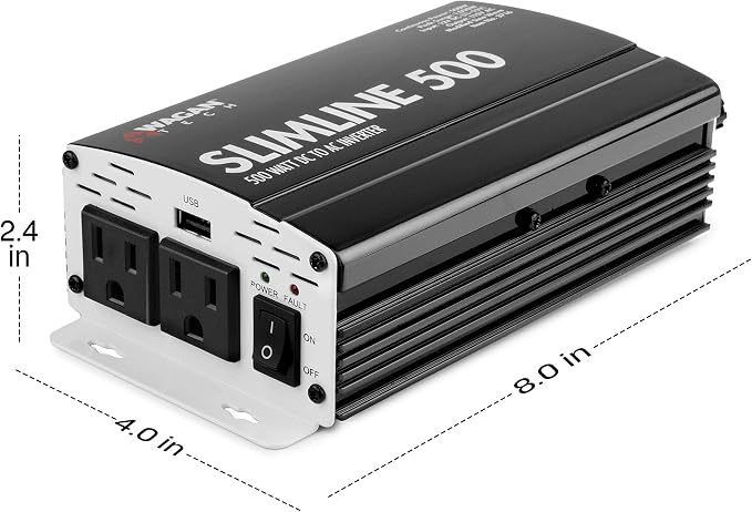 Wagan 3716 500W Slim Line AC to DC Inverter 500W TrueRated 1000W Surge Power - Image 3
