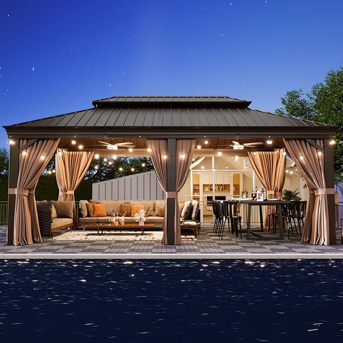 Aoxun 12' X 20' Permanent Hardtop Gazebo Aluminum Gazebo - Image 2