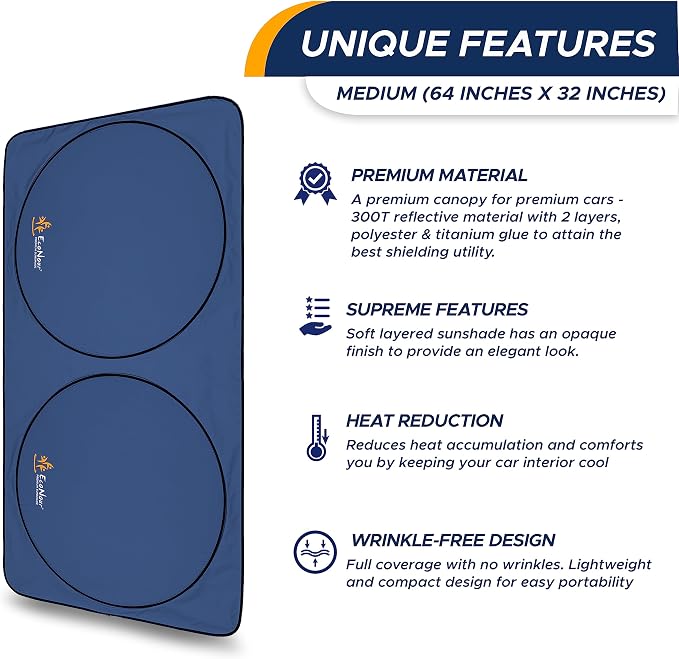 EcoNour Car Windshield Sun Shade | Premium 300T Polyester Automotive Heat - Image 7