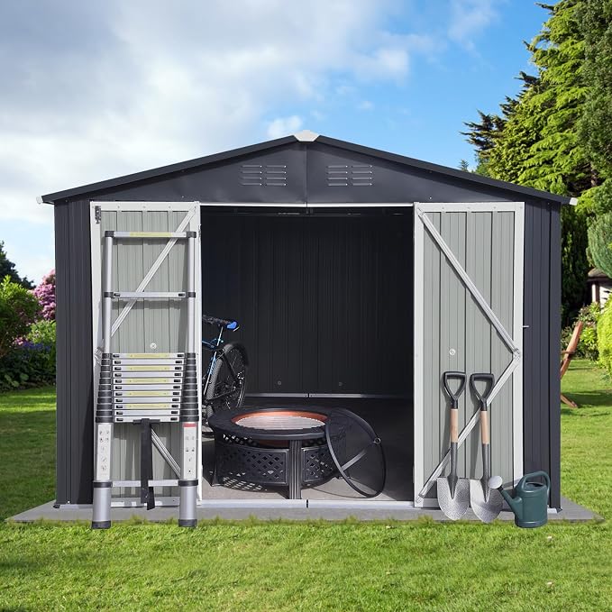 12 x 10 FT Metal Garden Shed, Outdoor Storage Shed - Image 6