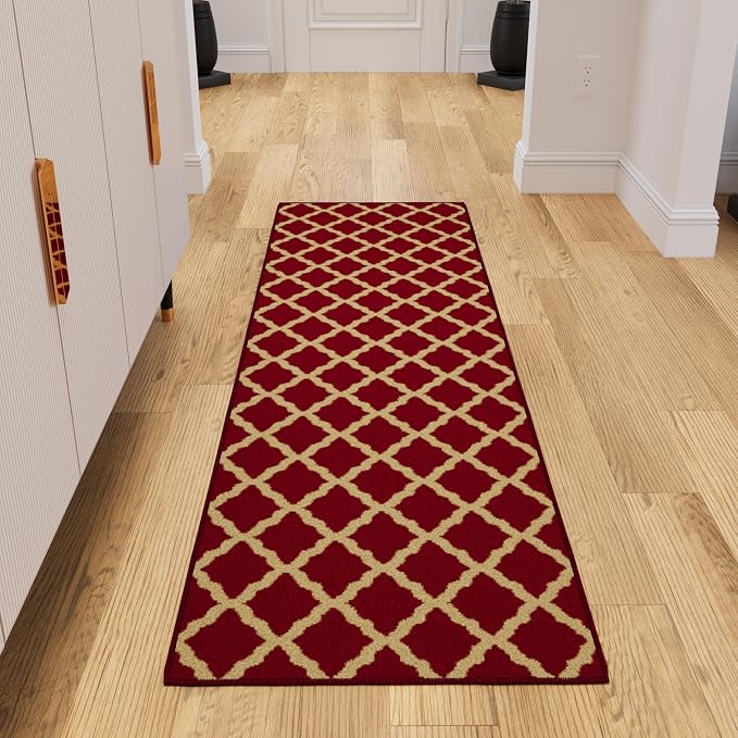 Ottomanson Hallway Runner Rug 1'10" x 7' Non Slip Trellis Area Rugs Easy to - Image 10
