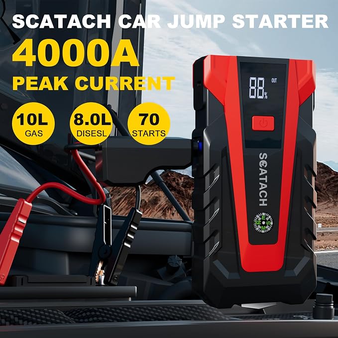 Scatach 011 Car Battery Jump Starter, 4000A 12V Jump Starter Battery Pack - Image 2